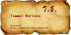 Timmel Boriska névjegykártya